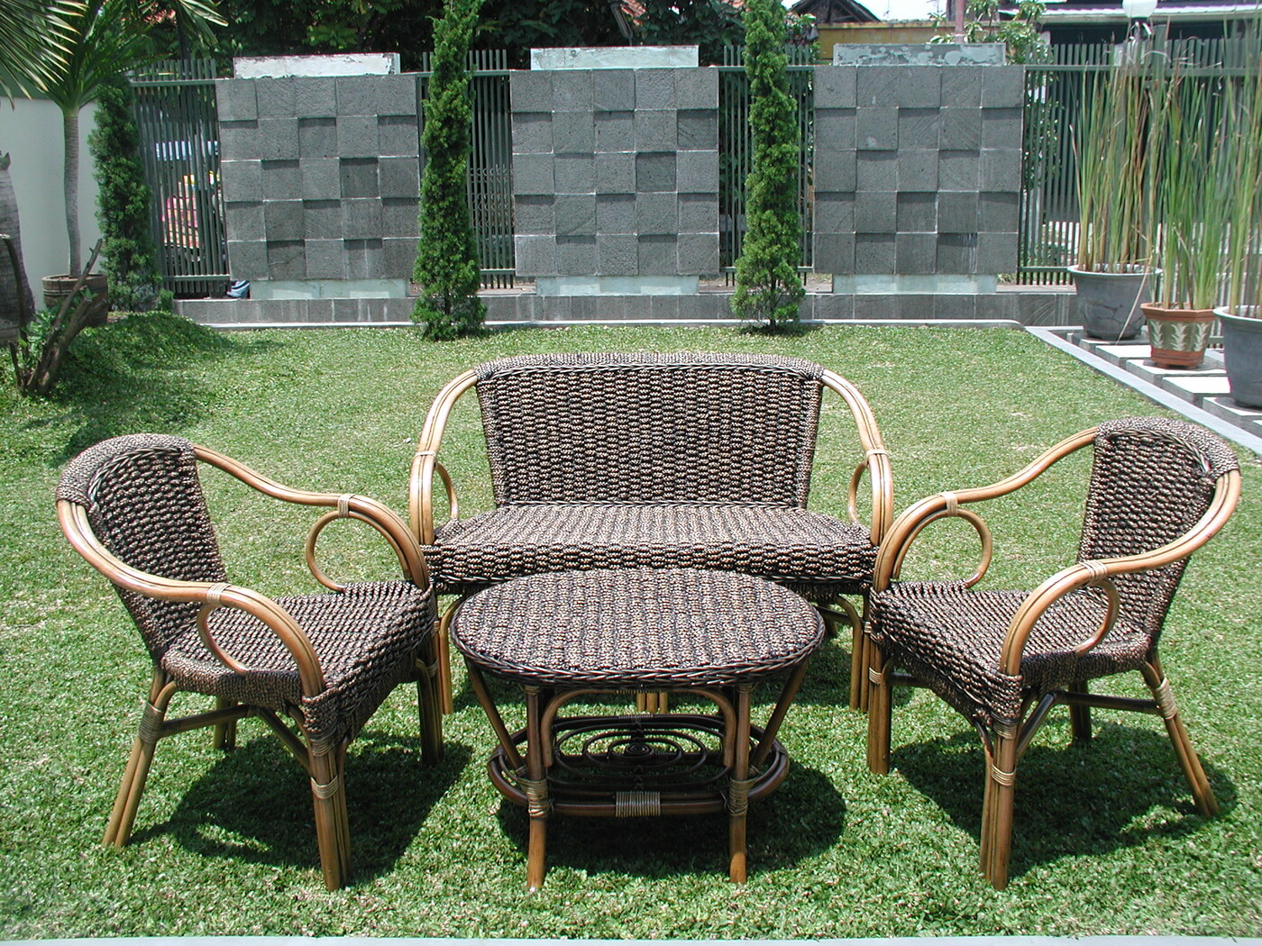 Hybrid Rattan and Steel Frame Sectional Sofas for Indoor and Outdoor Use in